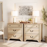 WAMPAT 3 Drawer Dresser Set of 2 for Bedroom Oak Dresser Closet Dressers Chest of Drawers for Living Room  Entryway and Hallway