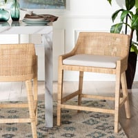 Baxton Studio bali & pari Beata Boho Counter Stool  Counter Height 22.5   Light Honey