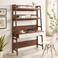 Modway Bixby Particleboard and MDF Office Desk in Walnut/White