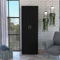 HomeRoots 71  Black Tall Two Door Closet