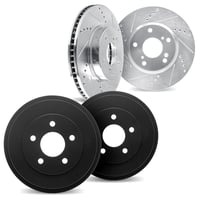 Dynamic Friction Company Front Brake Rotors Drilled and Slotted Silver with Brake Drums - 7004-40107