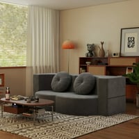 Jopath Queen Size Convertible Futon Sofa Bed Plush Corduroy Foam-Filled Sleeper Sofa Bed Folding Mattress Couch Loveseat for Living Room Guest Bed No Assembly Required Antique Gray