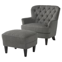 Noble House Torrin Contemporary Grey Fabric Club Chair and Ottoman