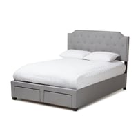 Baxton Studio Aubrianne Modern and Contemporary Grey Fabric Upholstered Queen Storage Bed