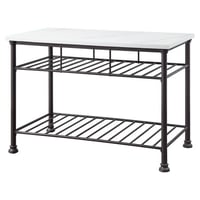 Acme Furniture ACME Freyja Kitchen Island with Metal Shelves in White and Gray