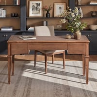 AsterOutdoor 55 3-Drawer Wood Executive Desk Brown Rubber Wood & Veneer