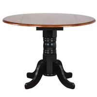 Sunset Trading Black Cherry Selections 42 Drop Leaf Wood Dining Table in Black