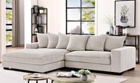 Uspridefurniture US Pride Furniture Luxe Oversized Two-Piece Sectional Couches for Living Room L Shaped Sofa with Chaise Upholstered with Corduroy Fabric Facing Left Ivory