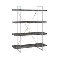 Coaster Furniture Grimma 4-shelf Bookcase Rustic Grey Herringbone