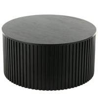 DecMode 32  x 16  Black Wood Handmade Ribbed Coffee Table with Slatted Base  1-Piece