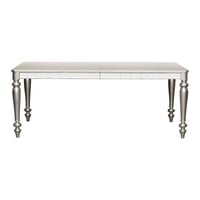 Home Elegance Pewter Silver and Mirror 96 Inch Dining Table - Table Only