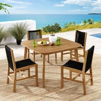 Modway Vienna 5-Piece Dining Set with Armless Chairs in Natural Black
