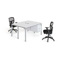Boss Office Products Double Desk Face to Face with (2) Pedestals 48 x 24 Desk Top (ea) White