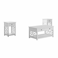 Trademark Global Alaterre Furniture Coventry 3-Piece Table Set with 36 in. Coffee Table and Two End Tables  Modern Open-Side Design  Perfect for Living Room and Small Spaces  White