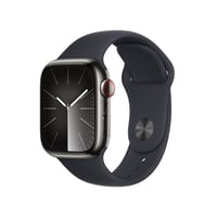 Apple Watch Series 9 With Blood Oxygen. GPS + Cellular 41mm Graphite Stainless Steel Case with Midnight Sport Band - M/L.