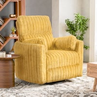 Furniture of America Nyra Chenille Power Swivel Glider Recliner with 2 Pillows for Living Room and Bedroom  Yellow