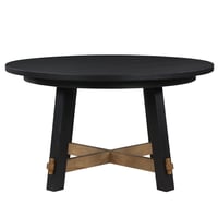 Steve Silver Aubrey Modern Round Dining Table with Canted Legs Black