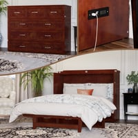 AFI Northfield Full Wood Murphy Bed Chest with 6 Mattress Drawer & Charger Walnut