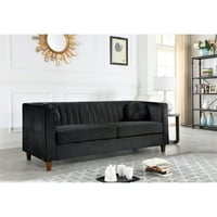 US PRIDE FURNITURE Uspridefurniture Arcola 80.7   Velvet Rolled Arm Sofa Black