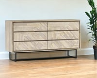 61  Natural Solid Wood Six Drawer Double Dresser