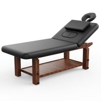 Miniyam 80  - Modern Massage Table - Black High Quality Birch  4 Adjustable Height Legs  With C-Shaped Pillow  Chest Hole Pillow