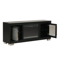 Furniture of America Oda Modern Television Stand for TV s up to 60  with Fireplace  Black