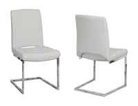 Sunset Trading Delta Light Gray Faux Leather Chrome Cantilever Dining Chair Set of 2 Sidechairs