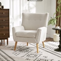Noble House Elegant Button Tufted Accent Chair  Almond