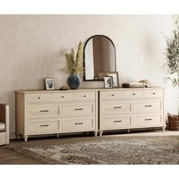 Set of 2 Dressers with 14 Drawers  Large Dresser TV Stand for Living Room Kids Room  Beige