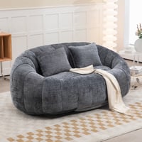 MOONMISS Chenille Durable Comfort Lounger High Back Bean Bag loveseat Lazy Sofa-Gray