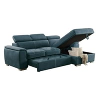 Homelegance Lexicon Ferriday Microfiber Accent Chair with Pull Out Ottoman in Blue