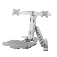 Amer Networks Dual Combo Articulating Workstation Wall Mount  Gray