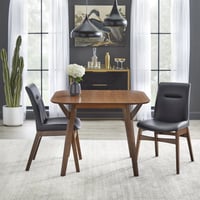 TMS Vance 3 Piece Square Dining Furniture Set Seats 2 30 high Table Walnut with Black Faux Leather Chairs