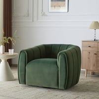 Christopher Knight Home Rune Modern 360-Degree Swivel Barrel Club Chair Velvet Upholstered Accent Chair Olive Green