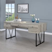 Wakefit Rustic Industrial Writing Desk with 4 Drawers 63 Inch Home Office Computer Desk with Metal Legs for Study Bedroom Workspace Driftwood