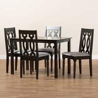 Wholesale Interiors Baxton Studio Cherese Modern and Contemporary Grey Fabric Upholstered Espresso Brown Finished 5-Piece Wood Dining Set