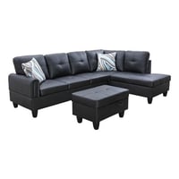 Lifestyle Furniture Star Home Living (Black) 3PC Faux Leather Sectional w/ottoman