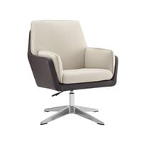 Linon Merle Accent Chair with Swivel Brown Faux Leather and Beige Sherpa