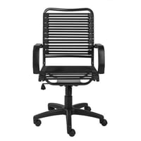 HomeRoots 23.04  X 25.6  X 41.74  Black Flat Bungie Cords High Back Office Chair with Graphite Black Frame and Base