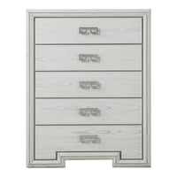Leovanni Furniture of America Elres Adult Modern 5-Drawer Solid Wood Vertical Dresser Rustic White