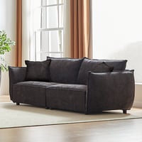 MAYEERTY 77-Inch Modern Velvet Sofa  3-Seater Sofa  Upholstered Tufted Backrests with Nailhead Arms and 2 Cushions for Living Room  Bedroom  Apartment  Office (Beige)