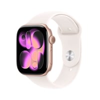 Apple Watch Series 11 [GPS + Cellular 46mm] Smartwatch with Rose Gold Aluminum Case with Light Blush Sport Band - S/M
