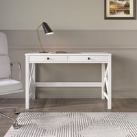 Home Design Beatrice Writing Desk with Spacious Tabletop and Built-In Drawers Timeless Clean-Lined Design for Bedroom Home Office or Study Nook White