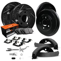 R1 Concepts Front Rear Brakes and Rotors Kit |Front Rear Brake Pads| Brake Rotors and Pads| Super Duty Brake Pads and Rotors | Brake Drums Hardware and Adjusters WHXA2-54070