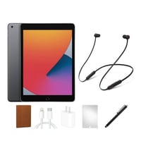 Restored Apple iPad 8 (2020) Bundle  128GB  Space Gray  Wi-Fi  Beats Flex  Case  Tempered Glass  Stylus Pen  Charging Accessories (Refurbished)