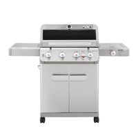 Monument Grills Mesa 4-Burner Propane Gas Grill in Stainless Steel with Broil Zone, Clear View Lid, Side Burner and LED Controls