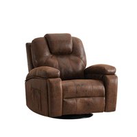 Tenleaf Black Metal Power Lift Outdoor Recliner Chair with Brown Faux Leather Cushion, Massage and Heat