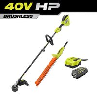 RYOBI 40V HP Brushless 16 in. Cordless Attachment Capable String Trimmer & Hedge Trimmer w/4.0 Ah Battery & Charger