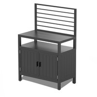 Wildaven Outdoor Electric Kitchen Grill Island with Wall Hanging, Storage Cabinet in Black