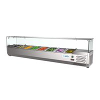 Koolmore 71 in. W 8-Pan 1 cu. ft. Commercial Countertop Refrigerator Condiment Prep Station in Stainless Steel